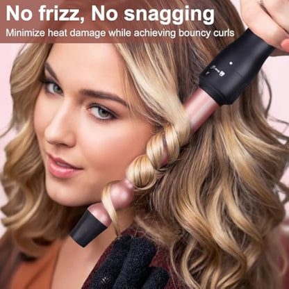 UNOBEY 5 in 1 Curling Wand Set, Curling Brush Curling Iron Set with Curling Brush and 4 Interchangeable Ceramic Curling Wand(0.5”-1.25”), Fast Heating, Include Glove & 2 Clips