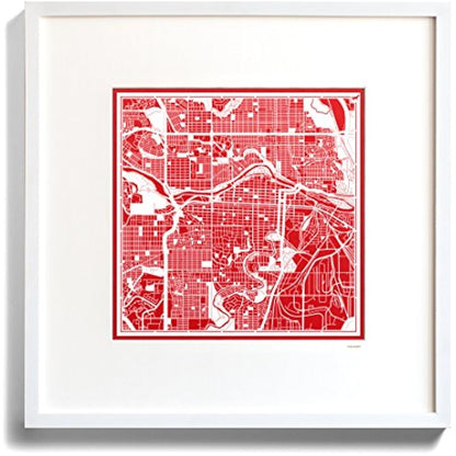 Calgary Paper Cut Map White 30x30 cm Paper Art