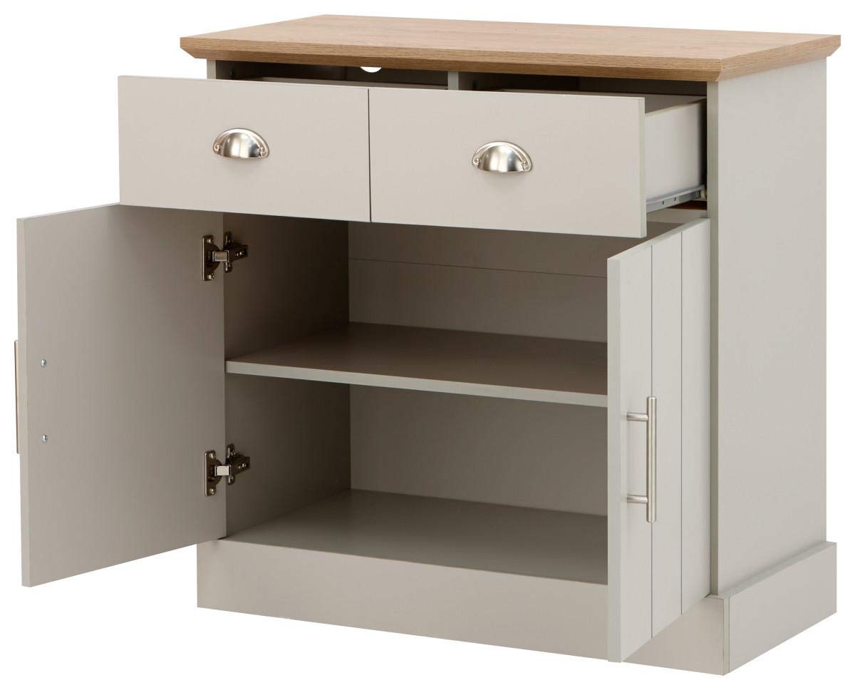 GFW Kendal Compact Sideboard Cabinet Unit With 2 Storage Drawers & Storage Cupboards Contemporary Wooden Sideboards For Living Room