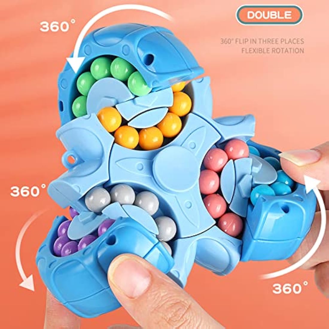 Magic Bean Rotating Cube Toy,Fidget Toy Spinner Ball Sorting Game Puzzle Brain Training Handheld Spinning Decompression Toy,Jigsaw Bean Toy Gifts for Kids,Teens,Adults Rotating Finger Cube Toy