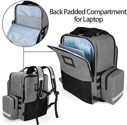 Trunab Emergency Medical Backpack Empty, First Responder Trauma Bag with Detachable Side Pockets and Anti-Slip Bottom for EMT, Paramedic, Nurses, Tactical Medics, Home Care, Bag Only