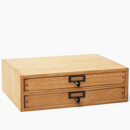 KIRIGEN Wooden Office Storage Drawers Shallow Type - Desktop Filing Organization for Machine Printer Stand Natural