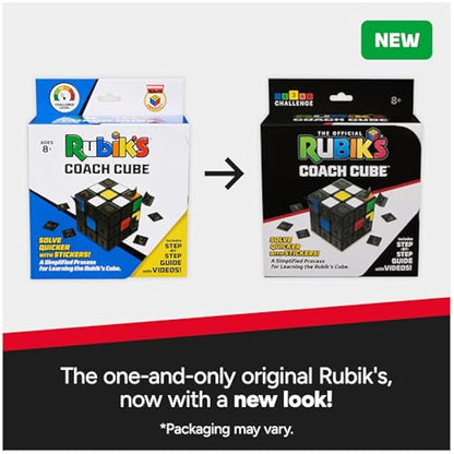 Rubik’s Coach Cube, Learn to Solve 3x3 Cube with Stickers, Guide and Videos | Stress Relief Fidget Toy | Adult Toy Fidget Cube | for Ages 8 and up