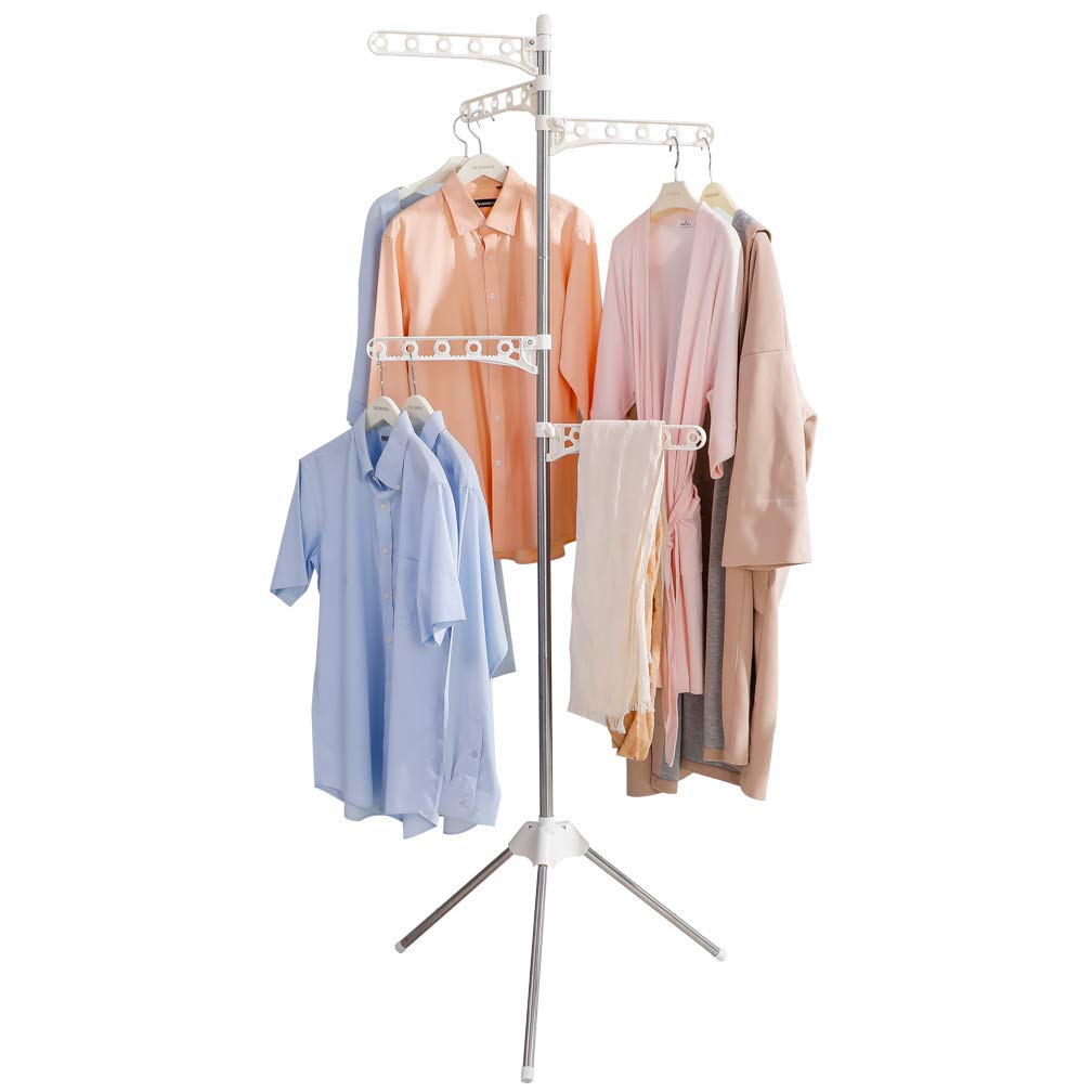BAOYOUNI Clothes Airer Foldable Clothes Drying Rack with 5 Adjustable Arms