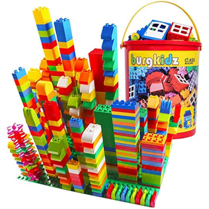 Big Building Block Set - 214 Pieces Toddler Educational Toy Classic Large Size Building Block Bricks - 13 Fun Shapes and Storage Bucket - Compatible with All Major Brands Bulk Bricks Set for 3+ Ages