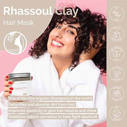 Fatima's Garden Rhassoul with Rose Petals - Soothing Face & Hair Mask, 150g