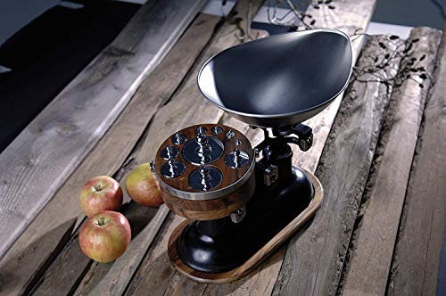 KitchenCraft Living Nostalgia Kitchen Scale Weights Set (Metric) with Wooden Holder in Gift Box, Polished Metal, 10 Pieces