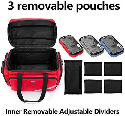 Trunab First Aid Bag Empty, Professional Medical Bag Emergency Responder Trauma Bag with Inner Dividers and Anti-Slip Bottom, Ideal for EMT, EMS, Paramedics