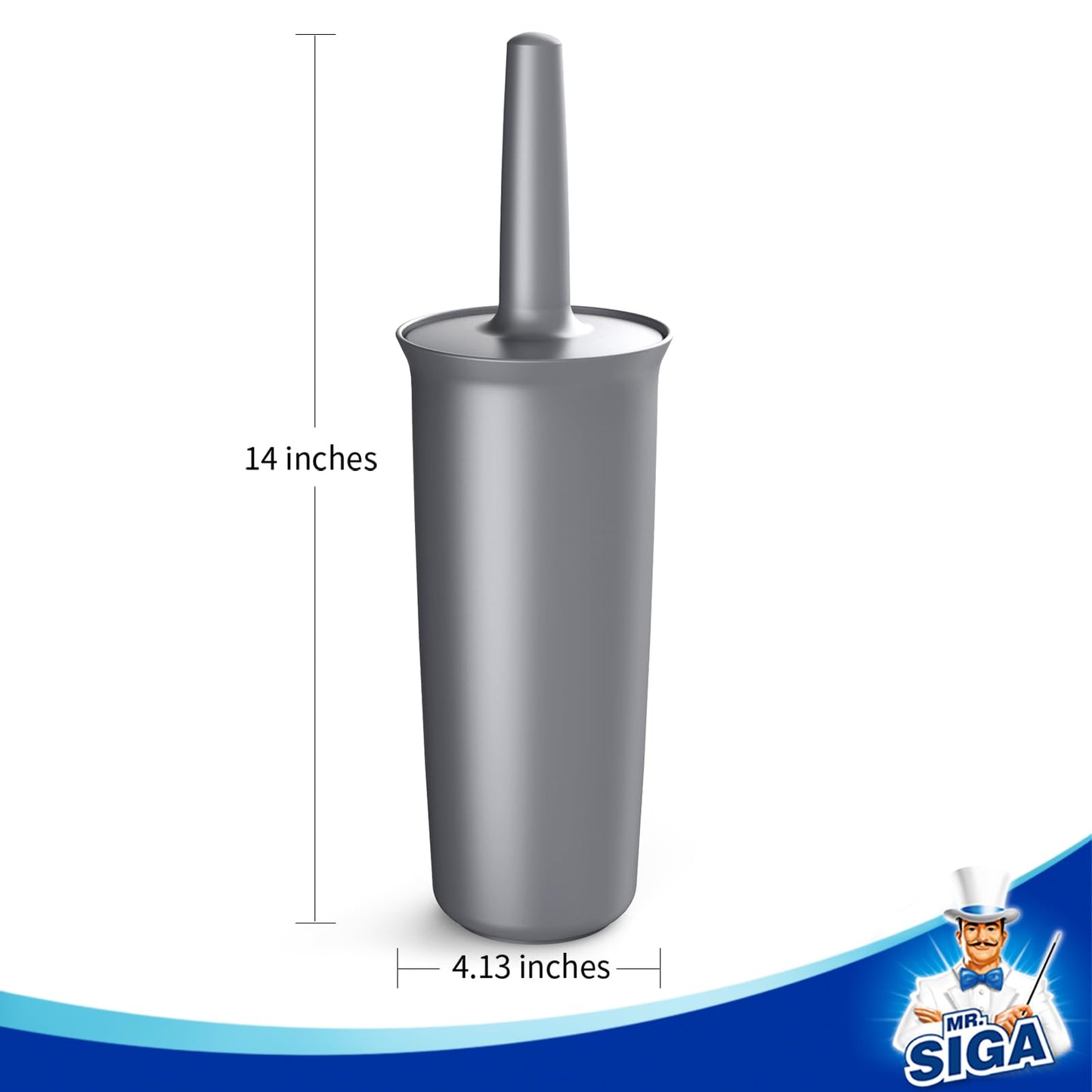 MR.SIGA Toilet Bowl Brush and Holder for Bathroom, grey, 1 Pack