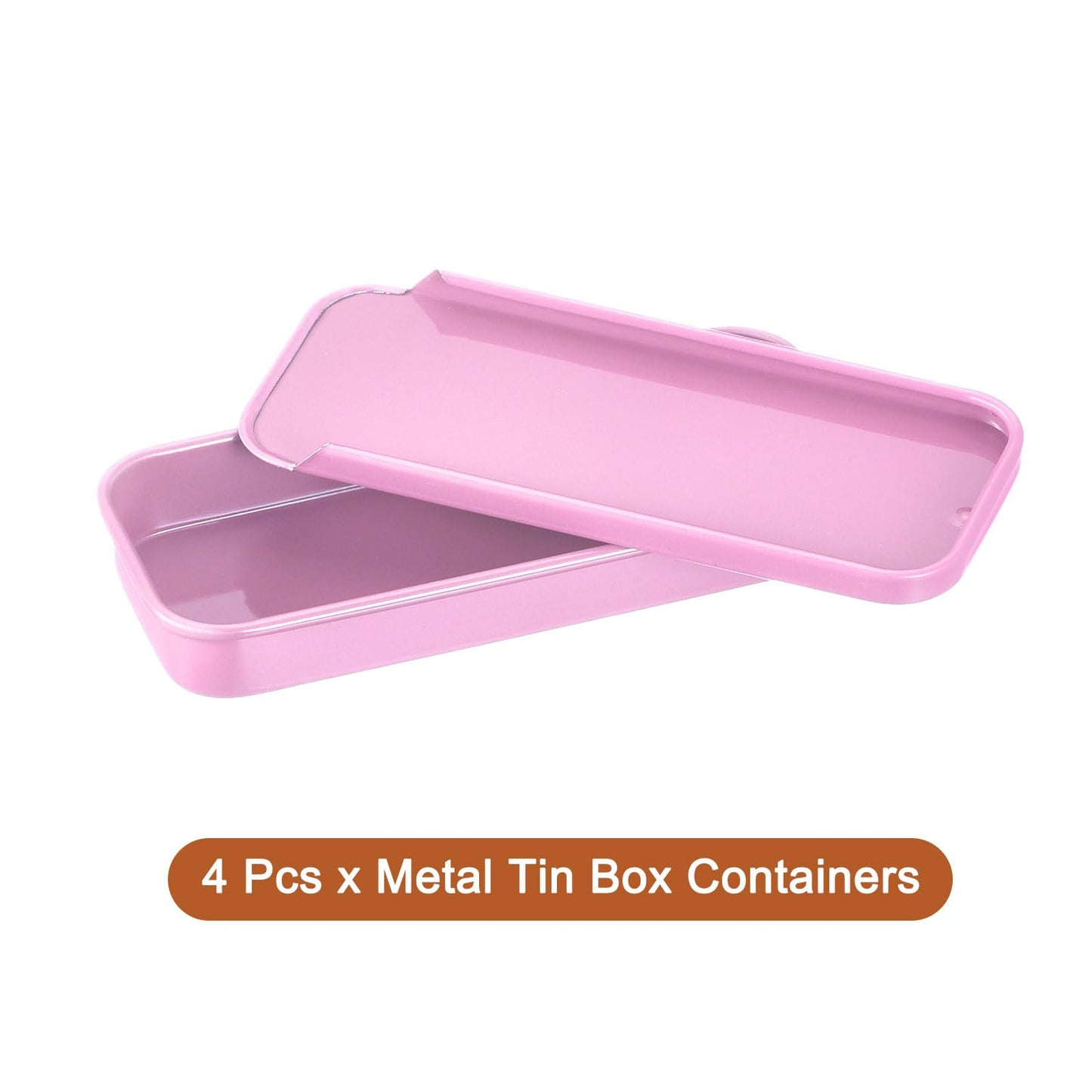 sourcing map 4 Pcs Metal Tin Box Container, 3.1x1.3x0.4 Inch Slide Top Tin Containers Empty Rectangular Storage Box Portable Mini Tin Case for Candy