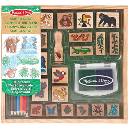 Melissa & Doug Stamp-a-Scene - Rain Forest | Arts & Crafts | Stamp Sets & Stencils | 4+ | Gift for Boy or Girl