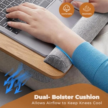 Laptop Tray with Pillow Cushion - Adjustable Lap Desk for Bed & Sofa - Built-in Mouse Pad, Wrist Rest & Phone Holder - Fits Up to 17" Laptops - Portable Writing & Gaming Tray