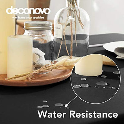 Deconovo Home Decorative Oxford Wipeable Tablecloth Rectangle Water Resistant Tablecloth for Party Table 130x160cm(51x63in) Black
