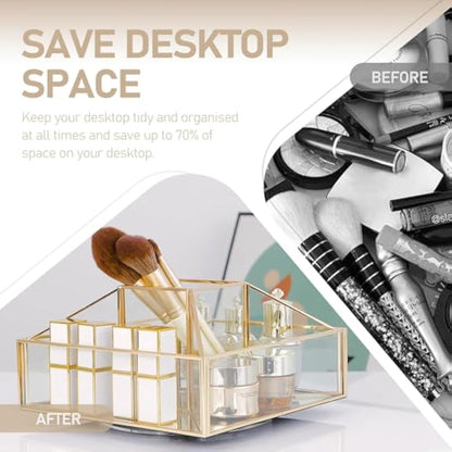 SLHEQING 360° drehbarer Make-up-Organizer, Glas Beauty Organizer, Schmink Aufbewahrung für Dresser Schlafzimmer Badezimmer
