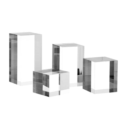 Kcgani Transparent Acrylic Display Blocks, 4pcs Cube, Cylinder, Round - Professional Photography Props & Small Item Display Stands