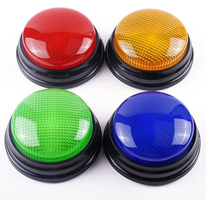 BEAN LIEVE Answer Buzzers for Quizzes, Fun Talking Button with 4 Personalized Sounds, Siren, Buzzer, Laser and Charge, Game Show Buzzers For Classroom & Home Game Play, Set of 4, Multicoloured