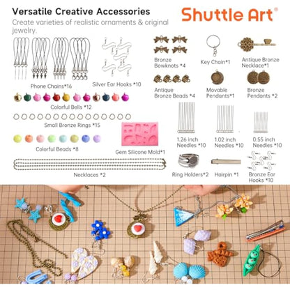Shuttle Art Polymer Clay, 60 Colours Oven Bake Modeling Clay Kit with 19 Sculpting Clay Tools and Accessories, Non-Stick, Non-Toxic, Ideal DIY Craft for Kids