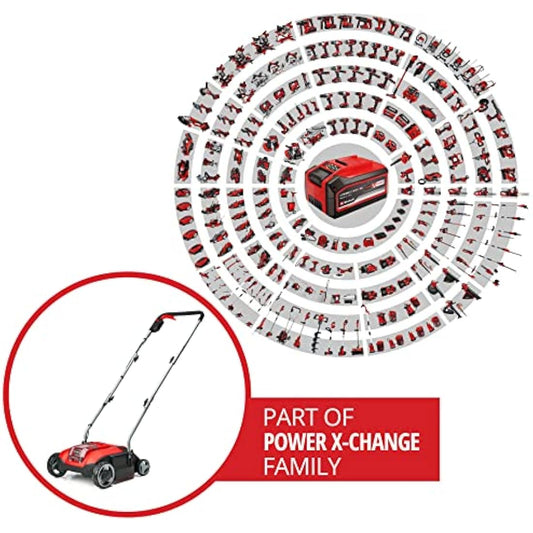 Einhell Power X-Change 18V Cordless Lawn Scarifier - Brushless Motor, 28cm Raking Width, 3 Working Depths, For Lawns And Gardens - GC-SC 18/28 Li Solo Lawn Rake (Battery Not Included)