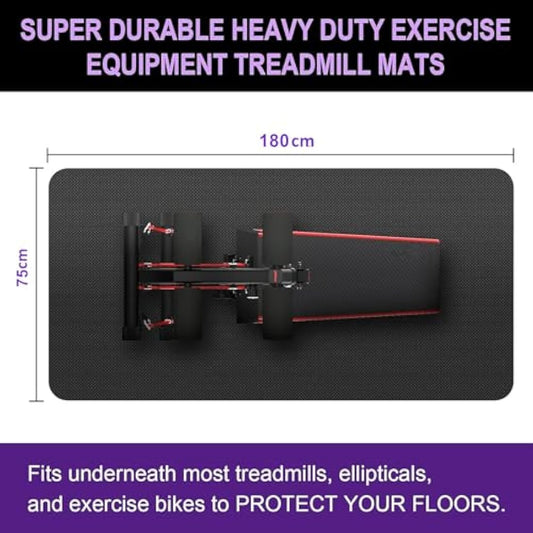 Treadmill Mat, Exercise Equipment Mat Heavy-Duty Protective Floor Mat for Under Stationary Bike, Spin Bike, Fitness Equipment, 180cm x 75cm, Black