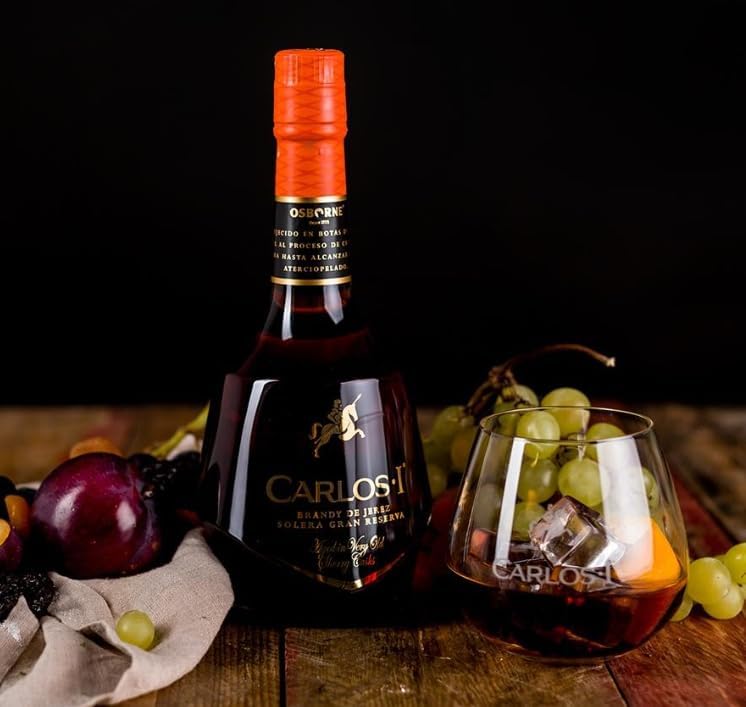 Carlos I, Brandy Solera Gran Reserva 1 Litre Bottle and Brandy Glass, Gift Pack