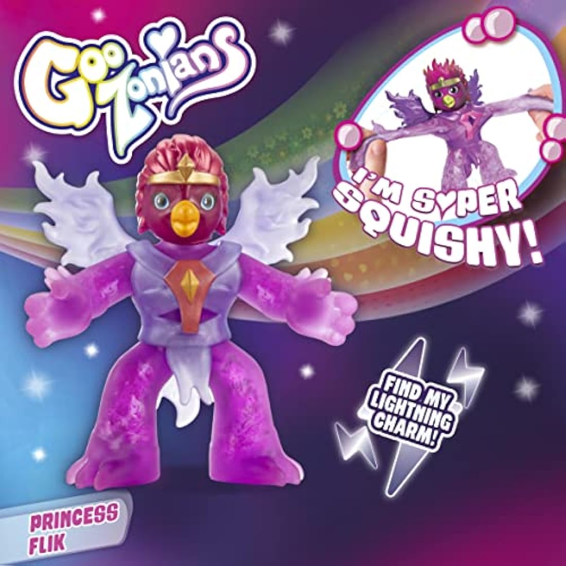 GOOZONIAN HERO PACK PRINCESS FLIK. STRETCHY, SQUISHY TOY FOR GIRLS. DISCOVER HIDDEN CHARMS. COLLECTABLE ACTION FIGURES. BIRTHDAY PRESENT FOR GIRLS 4+