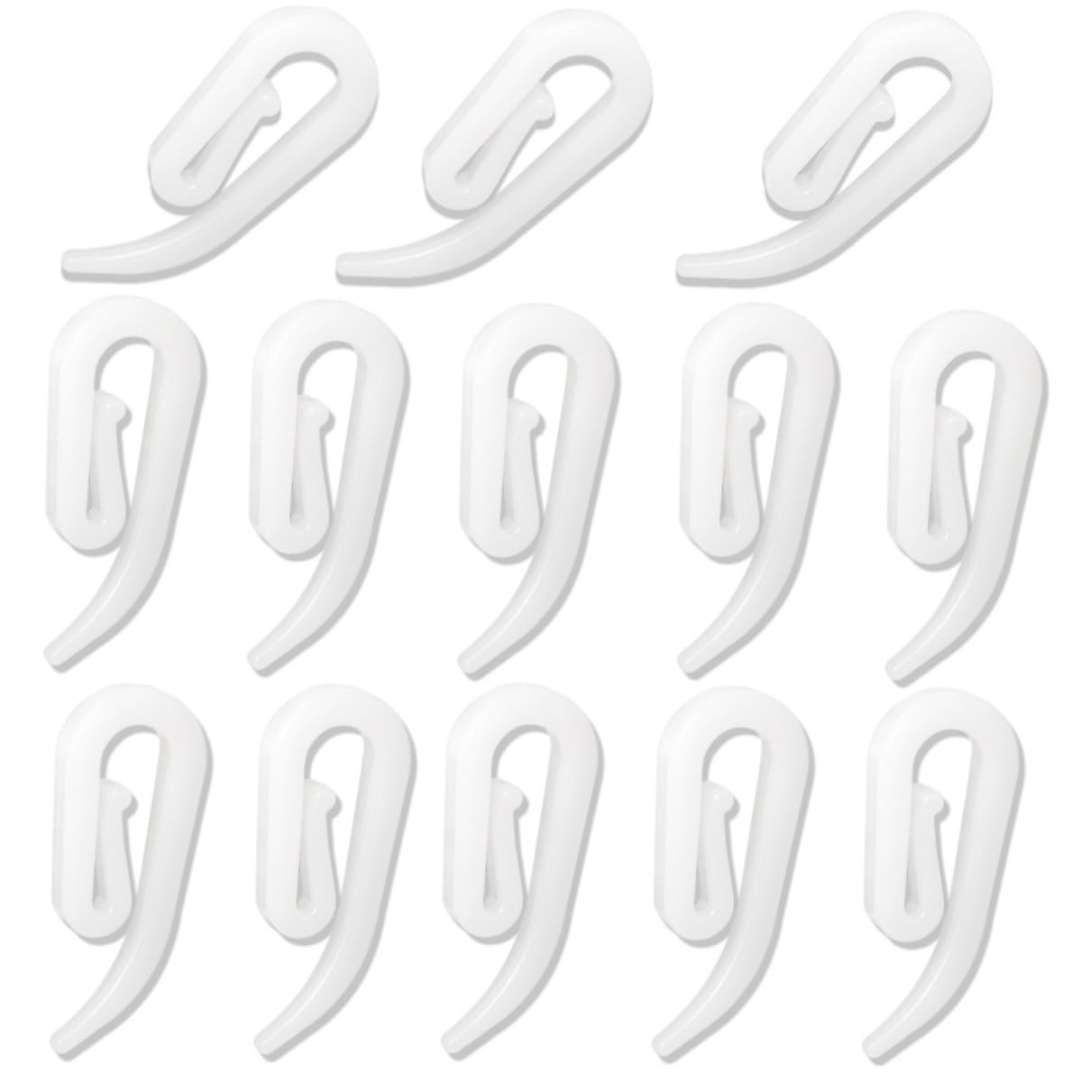 Plastic Curtain Hooks 100 Pieces for curtains (white,12x28mm)
