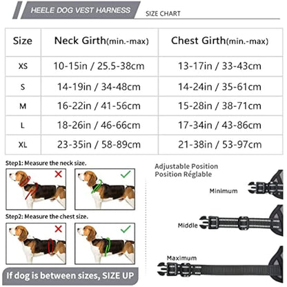 HEELE No Pull Dog Harness - Small, Reflective, Adjustable with Front & Back Leash Attachments & Soft Padded Control Handle for Dogs Walking & Training, Grey, S