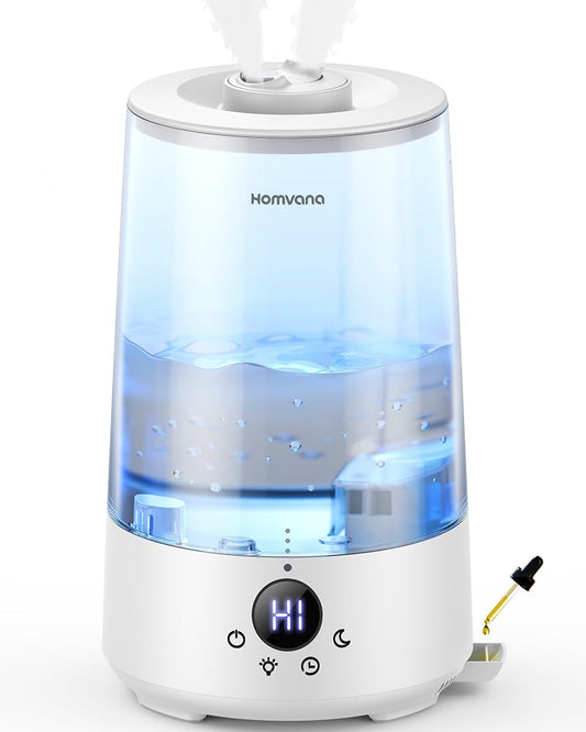 Homvana Humidifier for Bedroom, 3.6L Cool Mist Humidifiers, 360? Rotatable Mist, 34H Runtime, Quiet 16dB, Night Light, Air Humidifier for Baby,