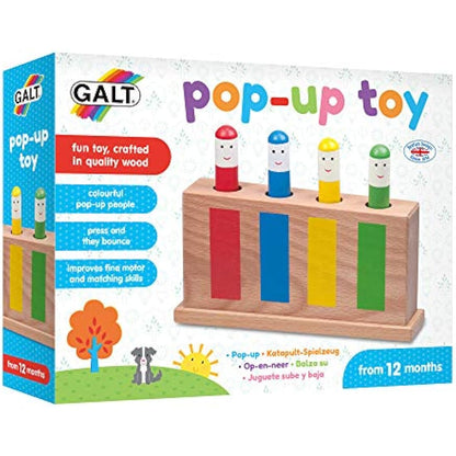 Galt Pop-Up Toy - Colourful Wooden Sensory Toy for Boys and Girls -Early Learning Cause and Effect Toy for Colour Recognition and Motor Skills Development - First Birthday Gift for Ages 12 Months Plus