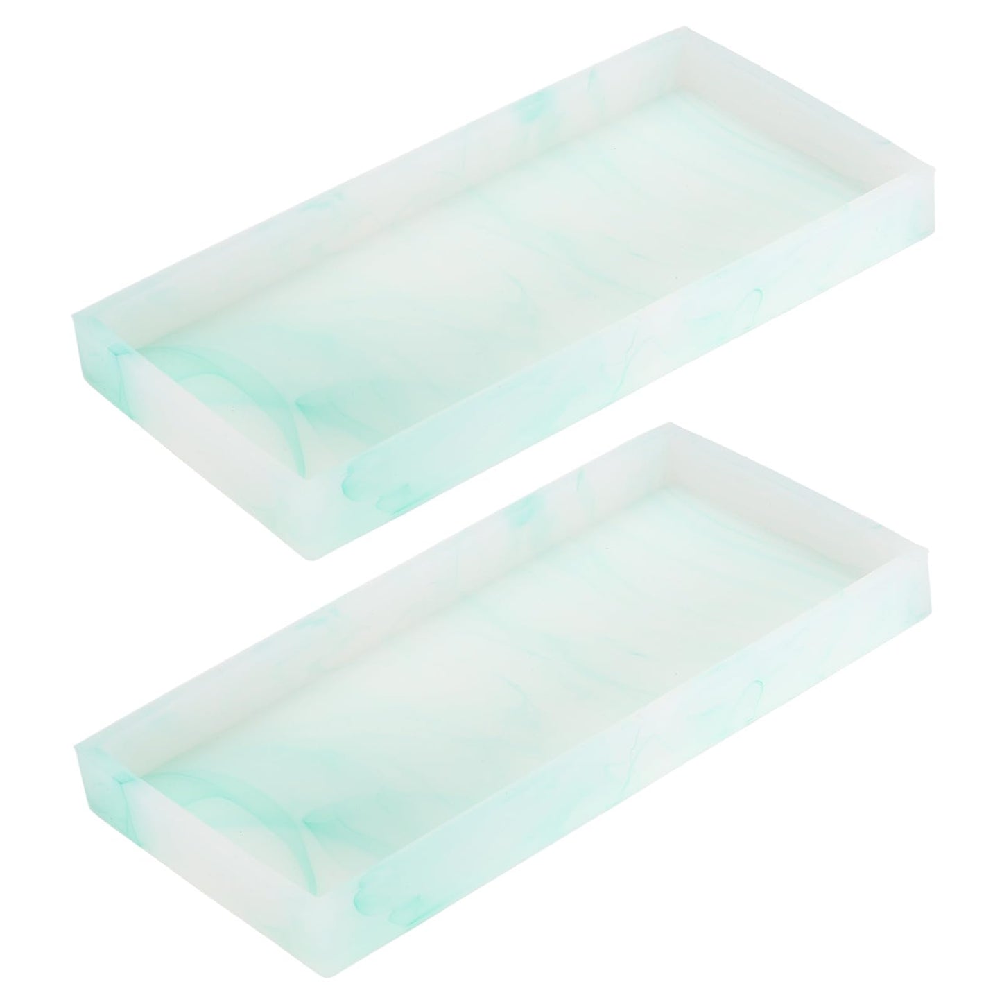 sourcing map 2Pcs Bathroom Vanity Tray, 7.9" x 3.9" Silicone Soap Dispenser Trays, Shatterproof Kitchen Sink Organizer for Soaps Keys Candle Trinket