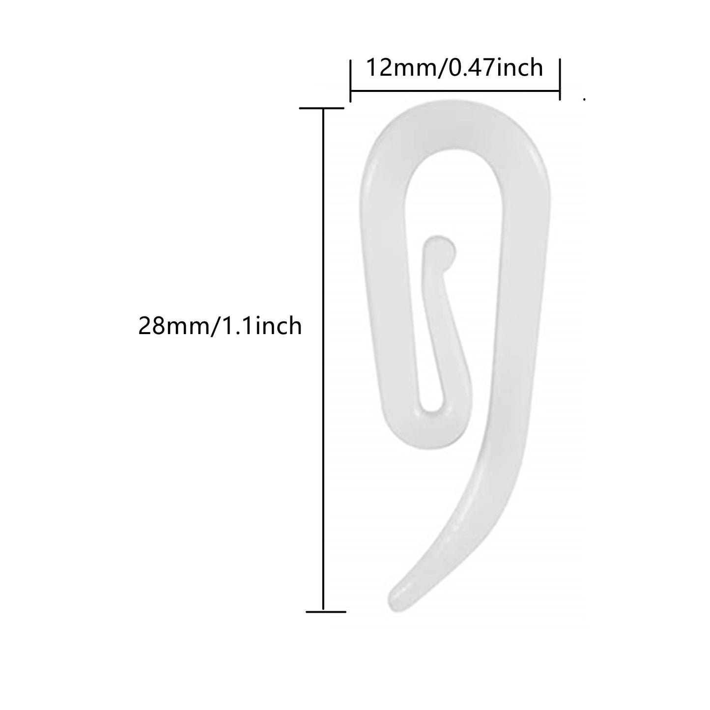 White Plastic Curtain Hooks for Door Window Curtain Header Tape Drapery Hooks 2.8x1.2cm (50PACK)