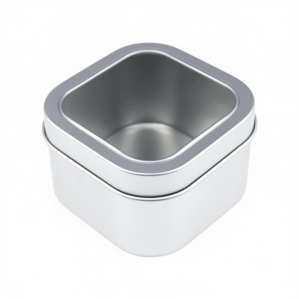 Goodma 6-Pack 240ml Square Metal Tins with Clear Window, Silver