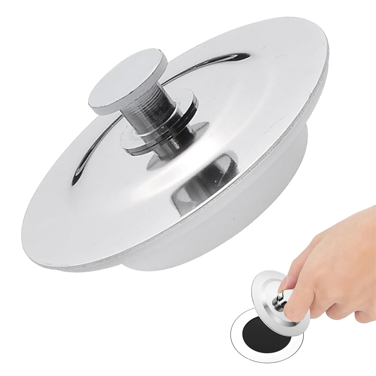 Universal Bath Plug for 40-45mm Drain Holes – Stainless Steel & Silicone Sink Stopper for Bathtubs, Kitchen & Bathroom Sinks – Watertight Seal