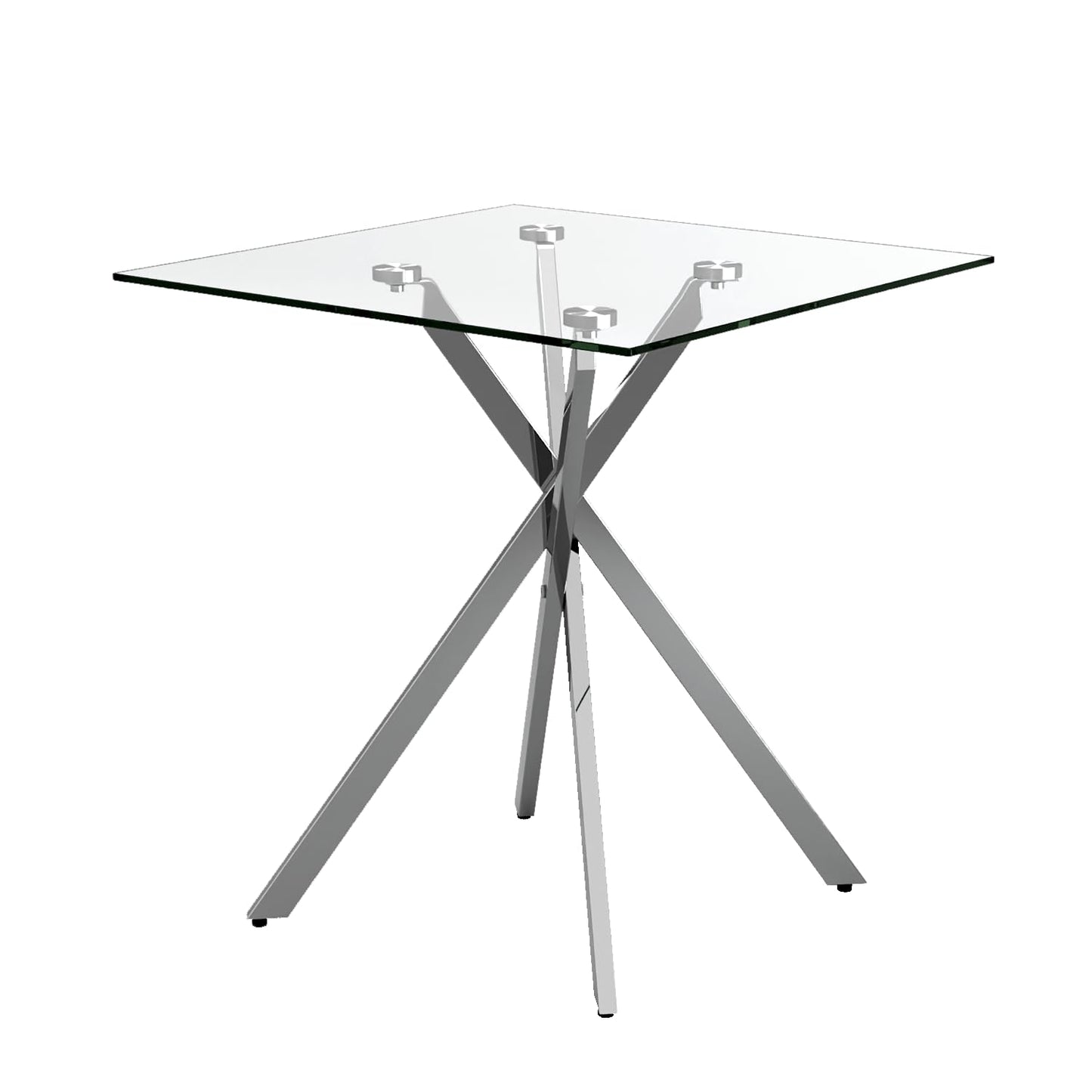 GOLDFAN Small Glass Table, Sofa Side Table with Silver Chrome Legs Modern Night Stand Side Tables Bedroom Square End Tables Living Room Home(SILVER)