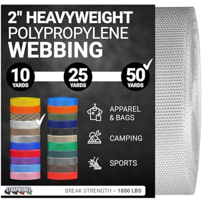 Strapworks Heavyweight Polypropylene Webbing Heavy Duty Poly Strapping Outdoor DIY Gear Repair 2 Inch