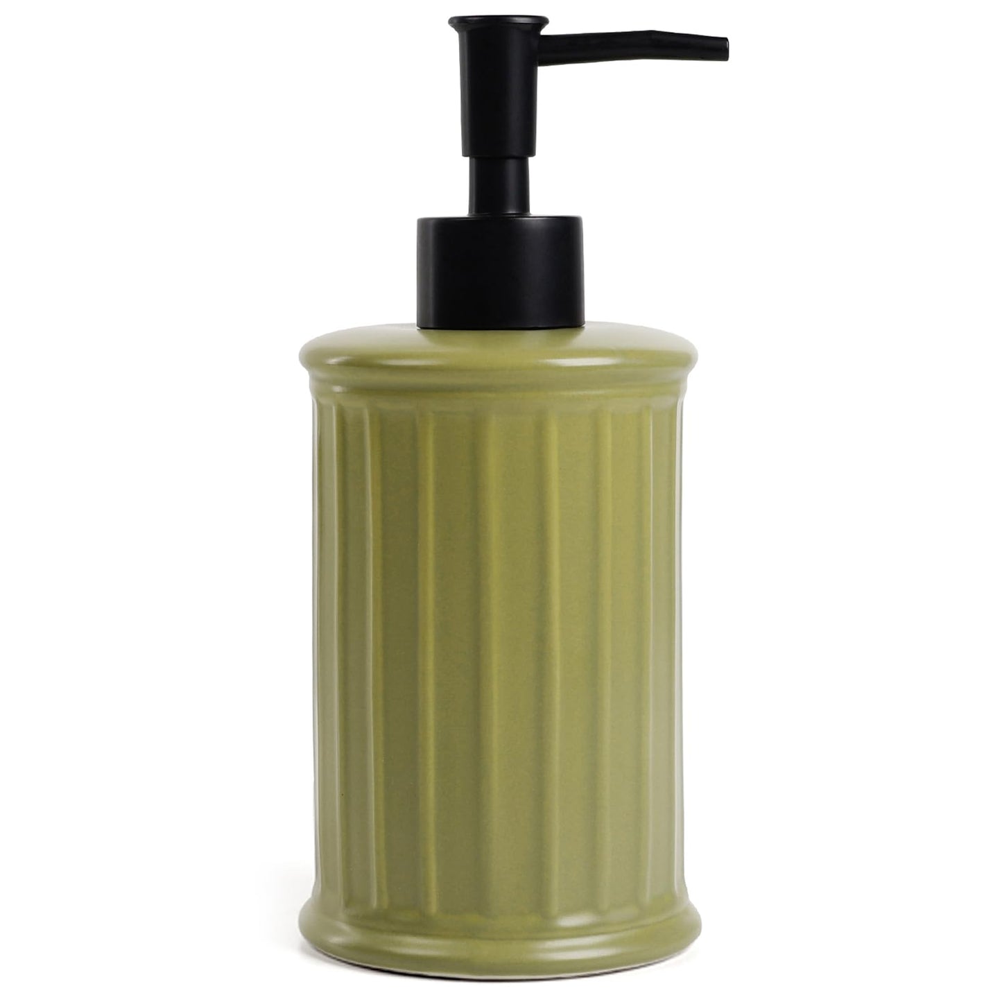 ANTIS'S HOME Ceramic Soap Dispenser Liquid 350ml | Refillable Hand & Dish Soap Bottle for Bathroom Kitchen | Modern Matte Green Countertop Dispenser