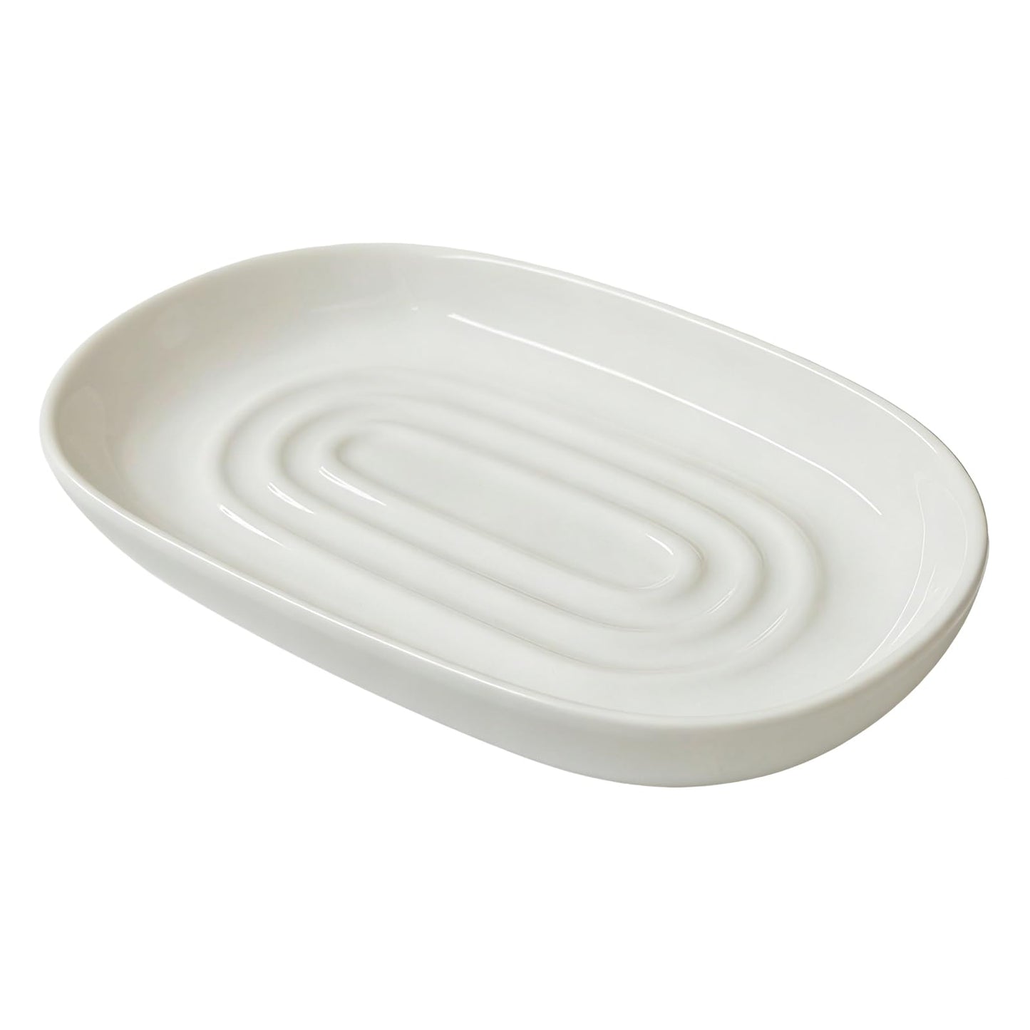 Anti Slip Ceramic Soap Dish – Minimal White Soap Dish for Bathroom – Soap Tray Dish for Shower, Kitchen and Sink