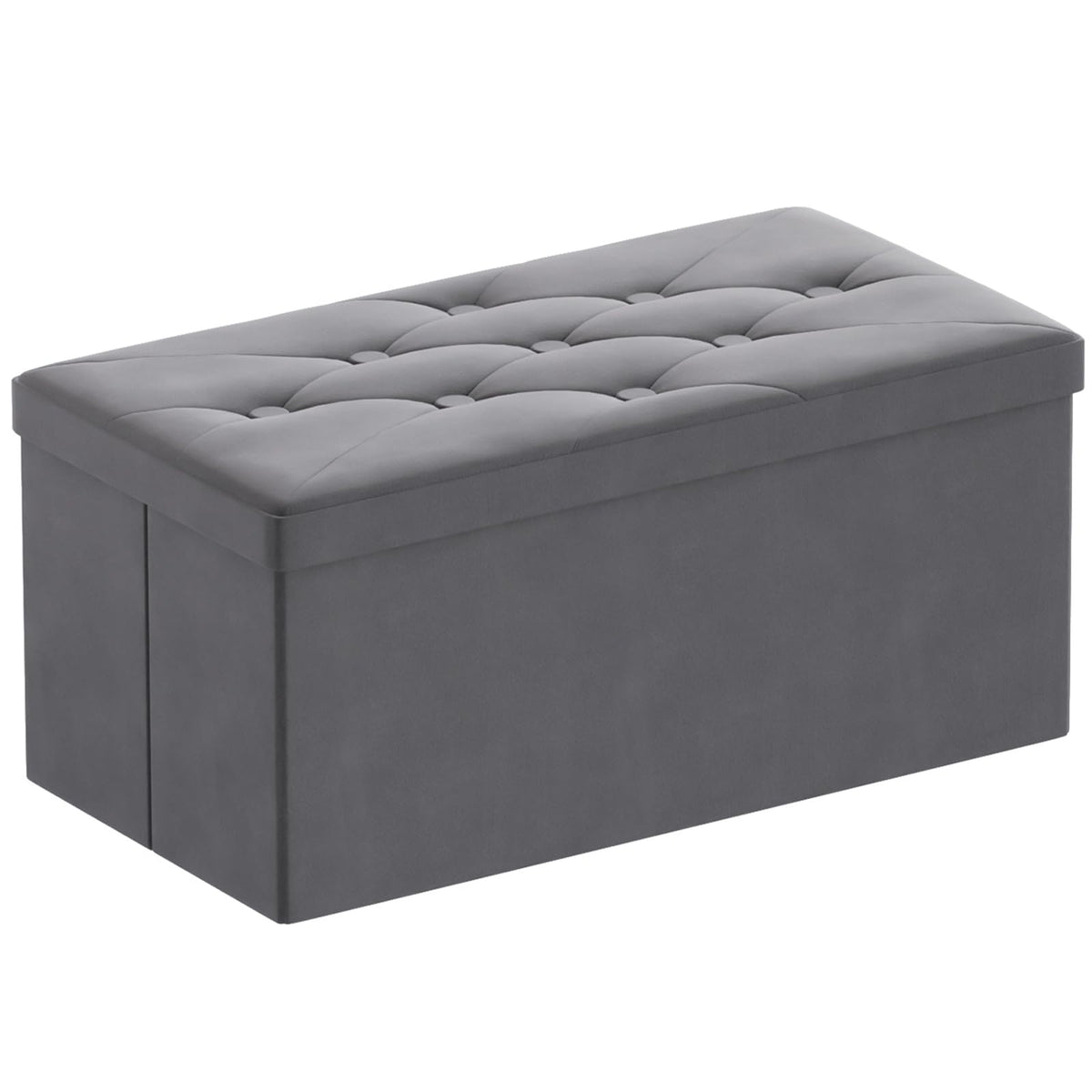BRIAN & DANY Ottoman Storage Box Velvet Foldable Storage Ottoman Bench with Highly Elastic Sponge Filling for Living Room, 80 x 40 x 40 cm, Gray