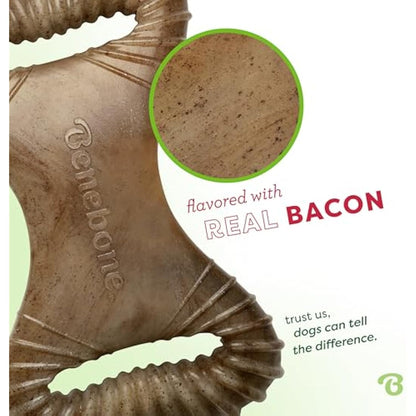 Benebone Indestructible Dental Dog Chew Toy for Aggressive Chewers, Long Lasting Tough Boredom Breaker for Dogs, Real Bacon Flavour, For Small Dogs, Made in the USA.
