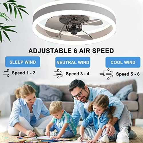 LED Ceiling Fans with Lights Reversible Remote, 6 Speeds Modern Bedroom Fan Ceiling Light Quiet Dimmable Small Ceiling Fan Light for Living Room, Gold 40CM