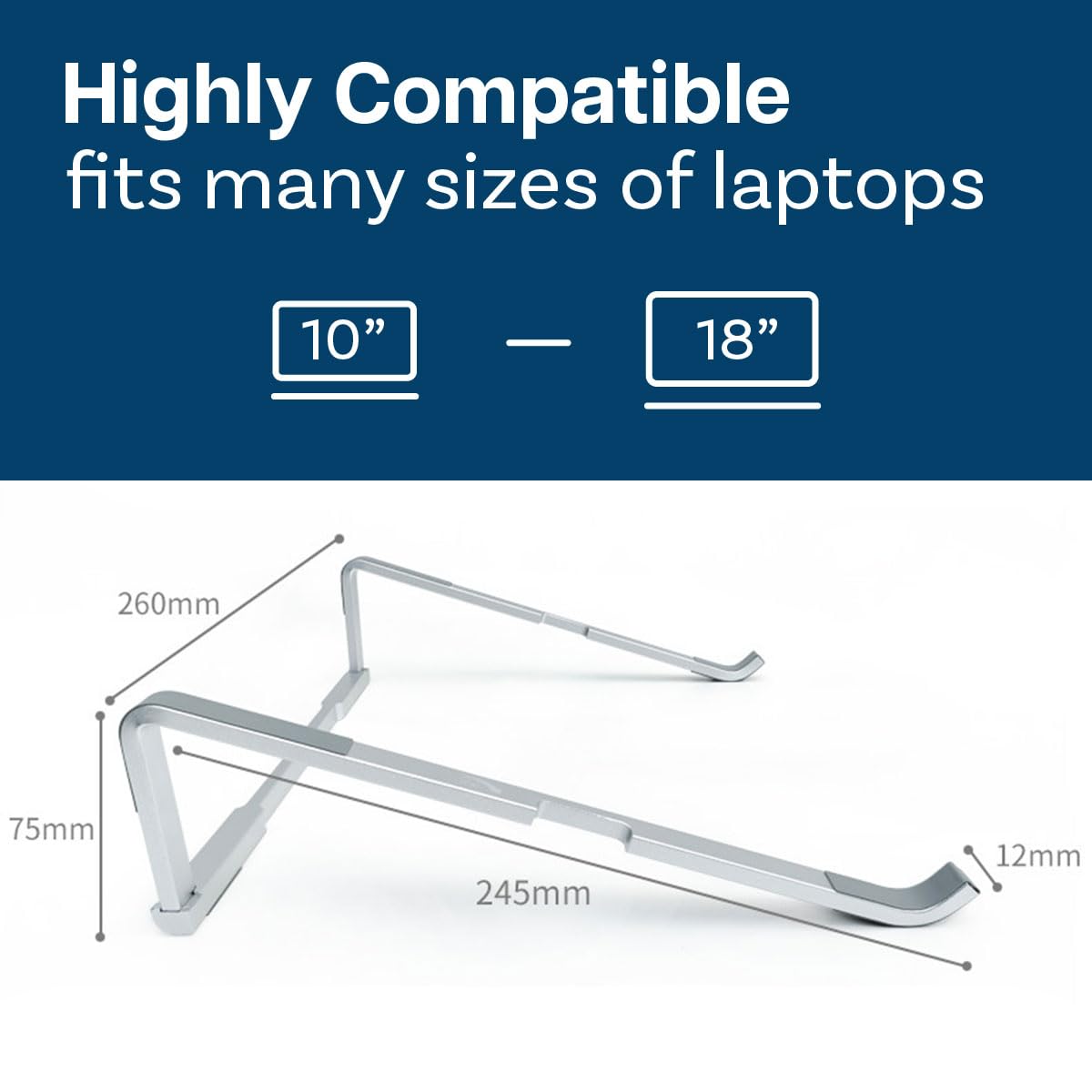 MMOBIEL Laptop Stand Foldable – Riser 10 to 18 inches - Ventilated Holder Universal - Laptop Stand for Desk Compatible with MacBook, Notebook, ASUS