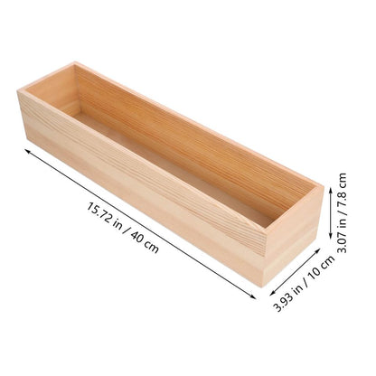 MUCKLILY Wooden Storage Box No Lid Small Organizer Box for Home Office Craft Storage Container Plain Wooden for Desktop Jewelry Display 15.75 X 3.94