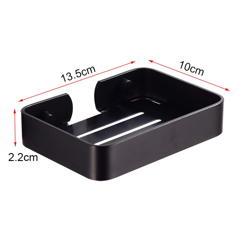 TOPINCN Aluminium Soap Holder, Rectangular Black Soap Dish with Drain, Drill-Free or Bonding Installation, Ideal for Shower, Bathroom Sink