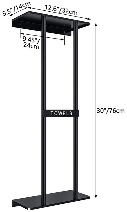 STWWO Towel Rack Wall Mounted Bath Towel Holder 76cm High, Black