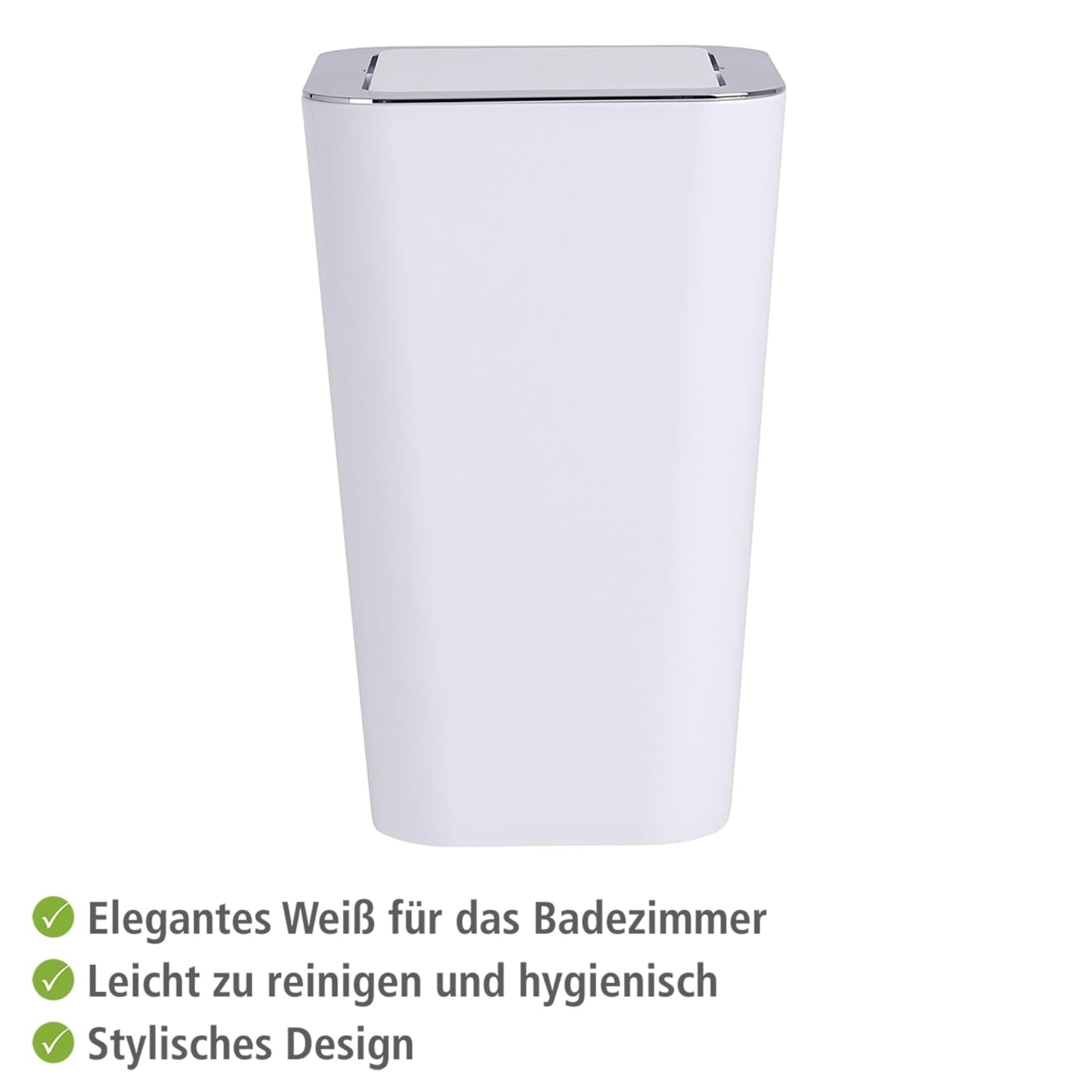WENKO Candy Swing Cover Bin, ABS/PS, White/Chrome, 18 x 18 x 28.5 cm
