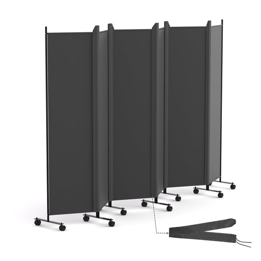 HIDODO 6 Panel Room Divider Folding Privacy Screen, Freestanding Room Partition with Lockable Wheels, Portable Wall Divider for Room Separation, 119"