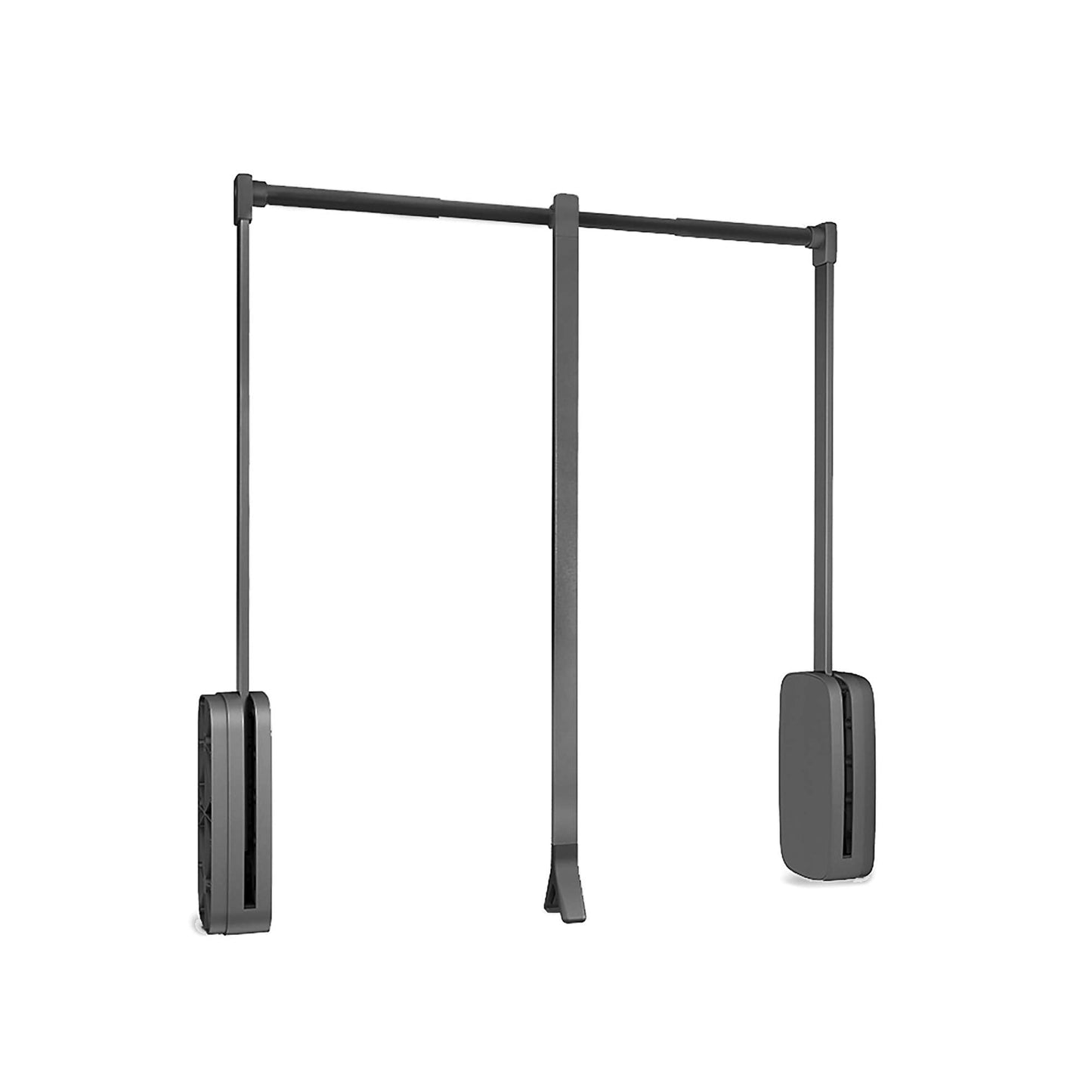 Emuca - Pull down hanging rail for wardrobe, pull down wardrobe rail lift, adjustable width 830-1150mm, titanium colour