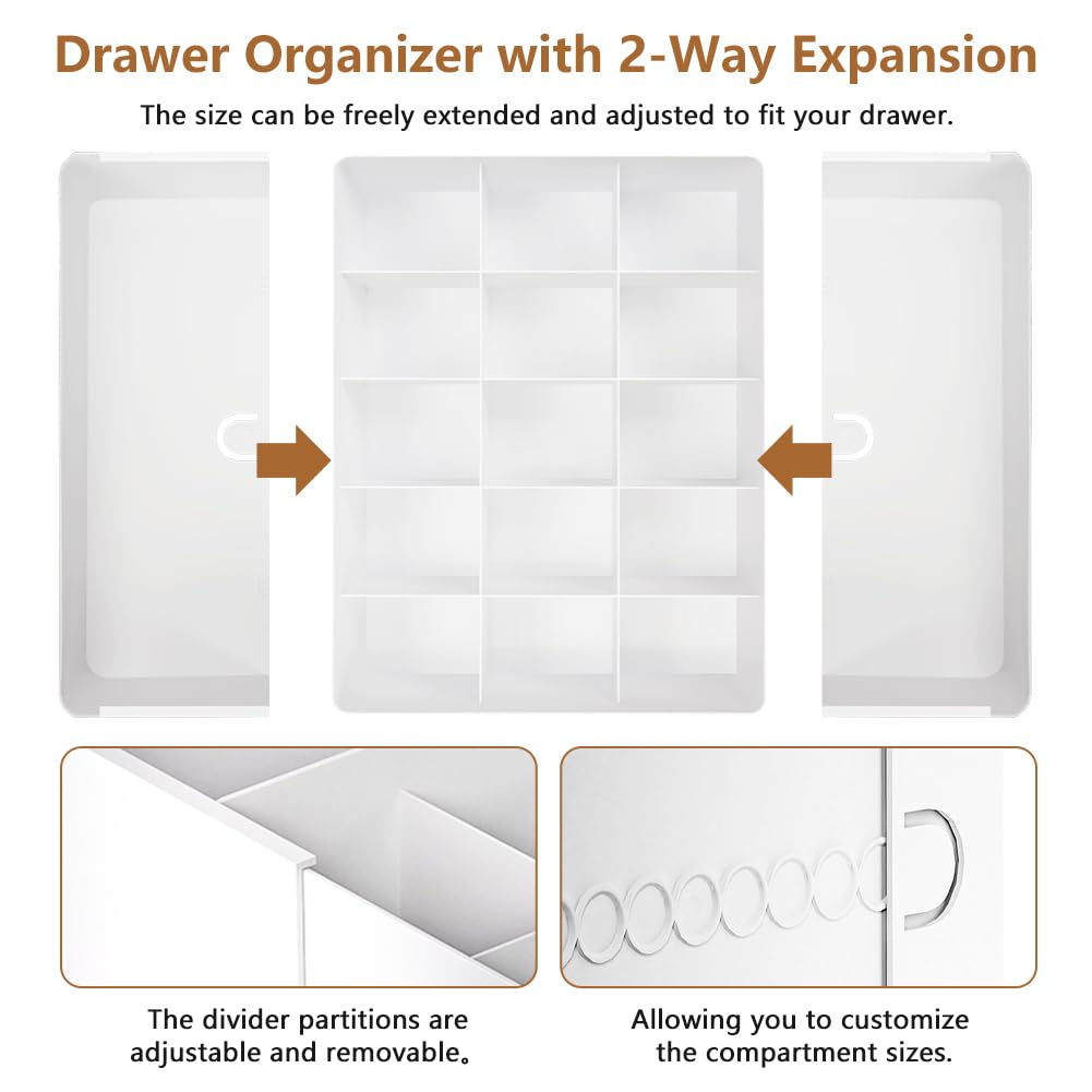 HOTOOLME Clothes Drawer Organisers,Underwear Drawer Dividers Storage Box