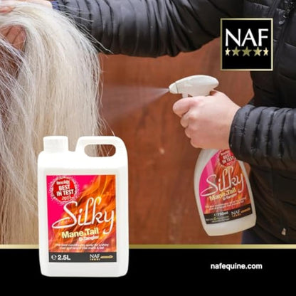 NAF Silky Mane & Tail D-Tangler Spray – 750ml Deluxe Conditioning Detangler for Horses – Smooth, Shiny, Tangle-Free Finish – Non-Greasy, Dust-Repellent Formula