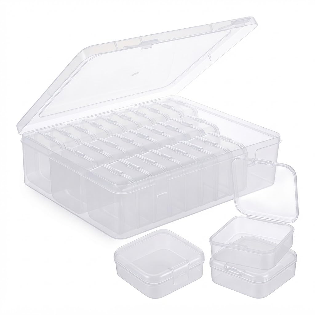 Satiskid 30 Small Plastic Storage Box with Lid for Beads Jewellery Crafts